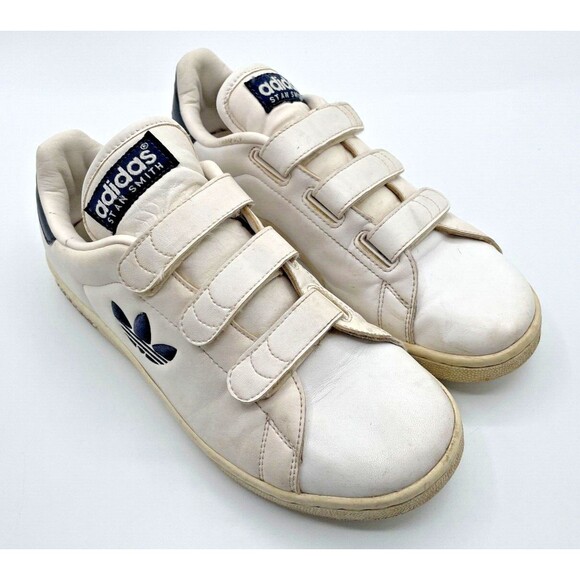 adidas Originals Stan Smith White Navy TREFOIL Sneakers 2008 Women’s Size 7 RARE - Picture 7 of 10